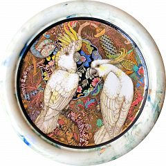 Stephen Bowers

_Exotic Birds and Strange Fruit_ ceramic 47.5cm diameter / 4cm deep